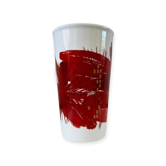 Starbucks 2014 Holiday Mug Red White Gold Coffee Mug 16 Oz. - Picture 4 of 9